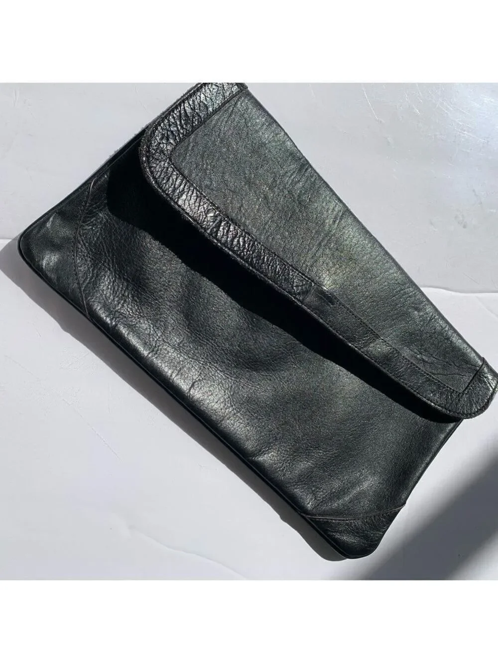 VINTAGE Genuine Leather envelope style clutch evening casual minimalist